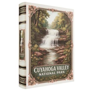Imagem de XIAOAIKA Caixa decorativa de madeira – Caixas de livros falsas vintage com design de parque nacional, armazenamento secreto com fecho magnético, capa de couro, perfeita para estante de escritório em