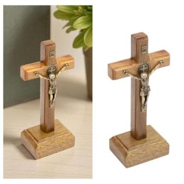 Imagem de Crucifixo Cruz Medalha de São Bento Mesa 10 cm - FORNECEDOR 1