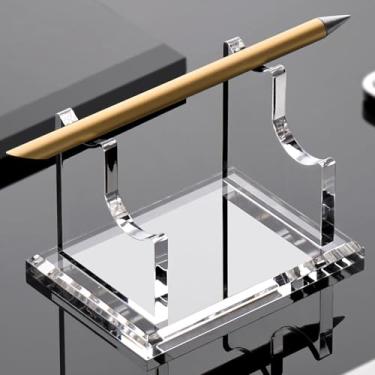 Imagem de YUXUN Suporte de acrílico para mesa – suporte horizontal duplo para exibição de caneta com base de 8 mm de espessura | descanso para caneta-tinteiro, suporte para Apple Pencil e organizador de mesa