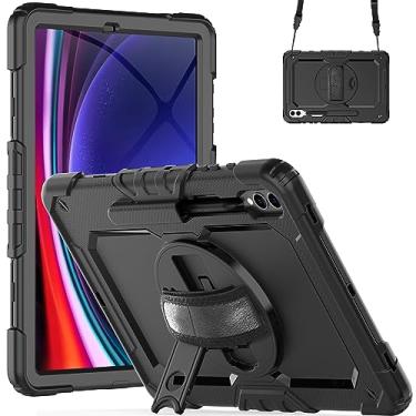 Imagem de Gylint Capa para Samsung Galaxy Tab S10+ 2024/ S9 FE+ Plus/ S9+ Plus 12,4 polegadas, com protetor de tela, alça de mão, alça de ombro, suporte giratório de 360° e suporte de caneta preta