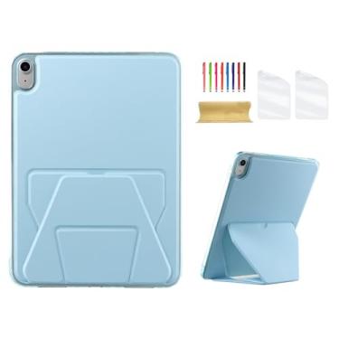 Imagem de Dteck Capa traseira para iPad de 11 polegadas (A16) 2025 e iPad de 10,9 polegadas (10ª geração) versão 2022 com suporte/2 películas protetoras de tela/1 Stylus, capa protetora ultrafina e leve, azul