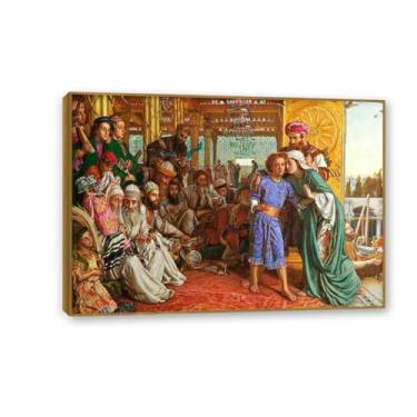 Imagem de Zeichn8u Pintura famosa William Holman Hunt Poster arte de parede The Finding of the Saviour impressão em tela presente sala de estar impressões decoração quarto obras de arte 100x70cm (99.1x71.1 cm