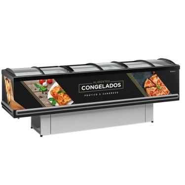 Imagem de Ilha Plus Dupla Ação Vidro Curvo Gesv290c Gelopar Expositor 827 Litros Preto 110v