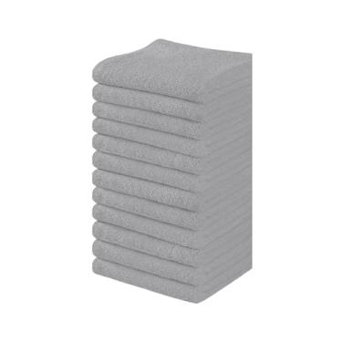 Imagem de Toalha e linho Mart 100% algodão - conjunto de 12 panos de lavagem - panos de rosto de flanela, toalhas de dedo altamente absorventes e macias (prata, pacote com 12)