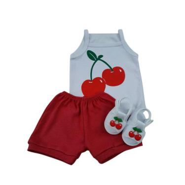 Imagem de Conjunto Sandália Com Body E Short Bebe Menina Mesversário Estampado V