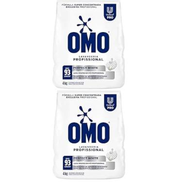 Imagem de Kit +2 Lava-Roupas Super Concentrado em Pó Lavanderia Omo Perfect White Pro Pacote 4kg, OMO
