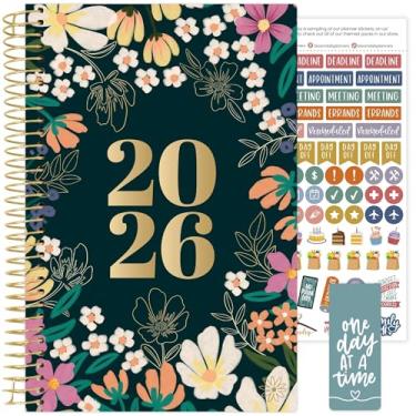 Imagem de bloom daily planners Agenda 2026 (janeiro a dezembro) Organizador de ano calendário - 14 cm x 21 cm - Agenda semanal e mensal com adesivos e marcadores de página - Florescendo descontroladamente