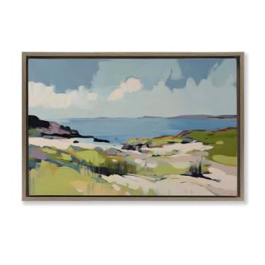 Imagem de Stupell Industries Arte de parede em tela flutuante marrom brisa verde costeira por Elara Yasna, 43 x 63 cm