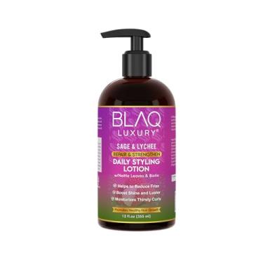 Imagem de Blaq Luxury Loção de estilo diário Sage & Lychee – Fórmula para facilitar o estilo e controle do frizz – Infundida com biotina e produtos botânicos naturais – Promove reparo, crescimento e capacidade