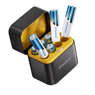 Imagem de Baterias AAA recarregáveis Dracutum Lithium, pacote com 8 unidades e c