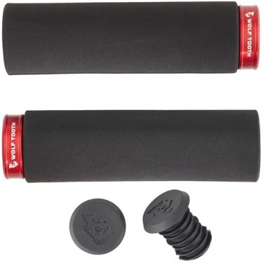 Imagem de Wolf Tooth Components Lock-On Fat Paw Grip preto com colarinho vermelho, tamanho único