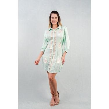 Imagem de Saída de Praia Indiana Camisa Bordada com Manga 3/4 GE00421 - Kiara Br