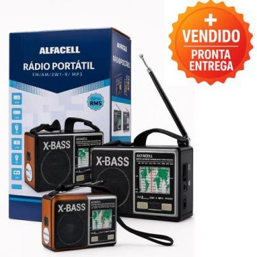 Imagem de Rádio Portátil Retrô X-Bass USB Cartão MP3 FM AM SW Som Potente e Desi