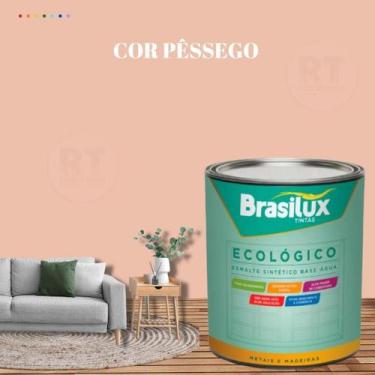 Imagem de Esmalte Sintético Brasilux Base Água Ecologico Cor Laranja 800ML Brilh