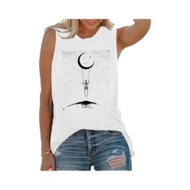Imagem de Camiseta Feminina Soltinha Sem Mangas - Gola Redonda com Estampa Engra