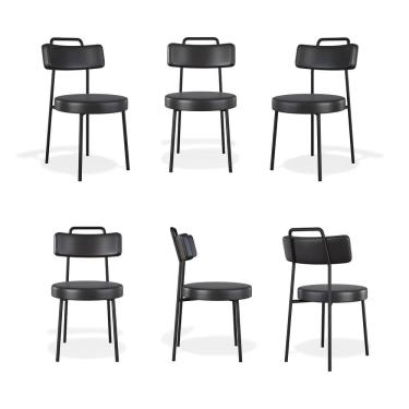 Imagem de Conjuto 6 Cadeiras Fixa Ster Courino Preto - Vallisa Decor