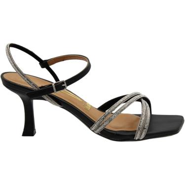 Imagem de Sandália Salto Médio Vizzano Tira Dupla Cruzada Strass Feminina