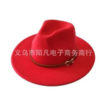 Imagem de Chapéu De Feltro De Lã Feminino Para Outono/inverno, Com Fivela De Cin