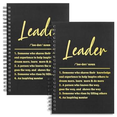 Imagem de WHLBHG Leader Gift Spiral Journal Leader Definition Gift Boss Appreciation 2 peças caderno espiral forrado mentor presente Boss Journal Notebook para mulheres e homens (espiral - 2 peças líder preto)