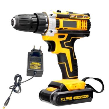 Imagem de Parafusadeira Furadeira a Bateria 21V Com Bateria Recarregável e Carregador Bivolt com Controle de Torque com Função Reverso e Trava de Segurança Para Uso Doméstico e Profissional