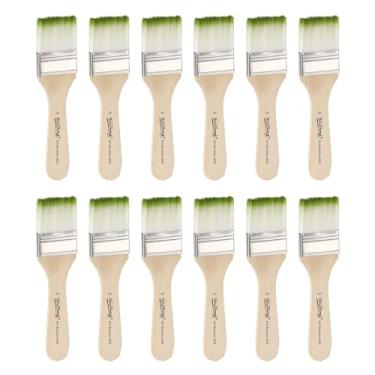 Imagem de HARFINGTON 20 pincéis pequenos de tinta plana de 3,3 cm e lascas de nylon com cabo de madeira para pintura de arte faça você mesmo, móveis, gabinete, cercas, deck, parede, porta, guarnição, verde