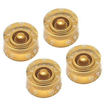 Imagem de Vintage Forge Botões de velocidade dourados canhotos (esquerdos) compatíveis com guitarra elétrica Gibson Les Paul SG (conjunto de 4) serve para 24 potes de eixo dividido com estrias finas dos EUA