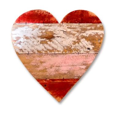 Imagem de OWLHAUS Coração de Madeira de Palete(1 Peça)- 13,5"x12" Madeira de Pinho Recuperada, Acabamento Rosa, Vermelho e Branco Envelhecido, Placa de Amor Ou Dia Dos Namorados Feita À Mão, (, Rosa)