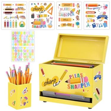 Imagem de Dispensador de lápis para sala de aula, suporte de lápis de aço inoxidável para mesa, conjunto de dispensador de lápis com organizador de silicone e 5 adesivos, material essencial para professores de