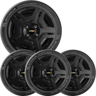 Imagem de 4X Calota Gm Onix Prisma Corsa Aro 14 Preto Brilhante