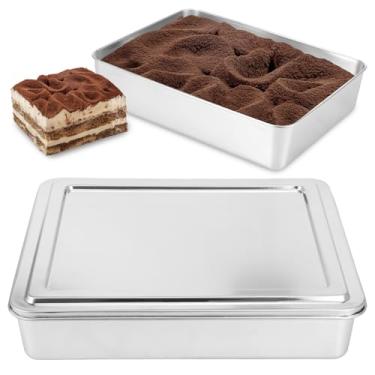 Imagem de ZFLYCANP Forma de pão de aço inoxidável com tampa, forma de pão retangular, fundo plano para modelagem perfeita sem colapso, assadeira multiuso para assar pão festa sobremesa (grande)