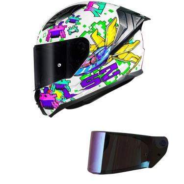 Imagem de Capacete LS2 FF810 Vigo Space Attack Branco e Roxo Mais Viseira Camaleão