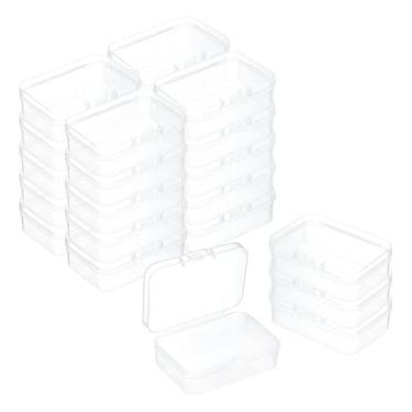 Imagem de PATIKIL 24 caixas de mini recipientes de plástico transparente, caixa organizadora de contas de 7,4 x 5 cm com tampa articulada, suporte retangular, estojos de plástico para itens de joias, artesanato