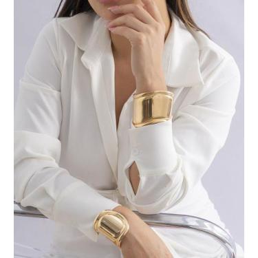 Imagem de Bracelete Celina Vale Tudo Pulseira Rígida Bone Larga Grande Gorsso Or