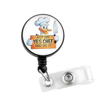 Imagem de CMNIM Just Say Yes Chef and Do It Id Funny Duck Badge Reel Duck Fans Gift Cartoon Duck Chef Badge Holder Clipe retrátil (25913 Duck Badge)