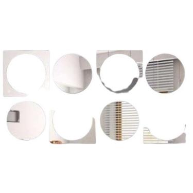 Imagem de Espelho Decorativo Quadrados Bolas Quarto Sala Hall 8Peças