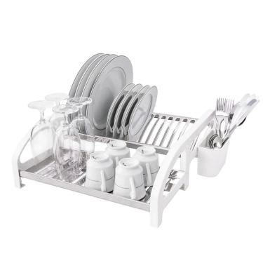 Imagem de Escorredor Cama 16 Pratos Inox Branco Com Porta Talheres