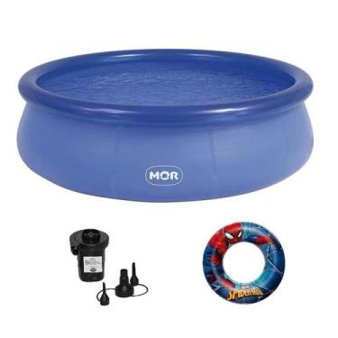 Imagem de PISCINA INFLAVEL 3400L (1) + Inflador + Boia Homem Aranha - MOR