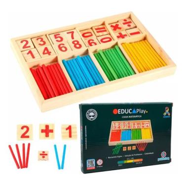 Imagem de Brinquedo Pedagógico Caixa Matemática De Madeira Para Crianças - Polib