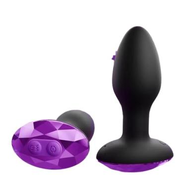 Imagem de Vibrador Anal com Controle Remoto, 10 Modos de Vibração e Rotação, Massageador Íntimo Unissex, Preto e Roxo, Plug Anal de Luxo