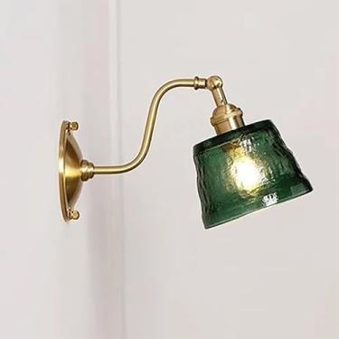 Imagem de Luminária de parede vintage francesa de latão, luminária de parede em 2 cores, abajur de vidro, luz de parede para sala de estar, criativa com base E26/E27, arandelas de parede para cabeceir