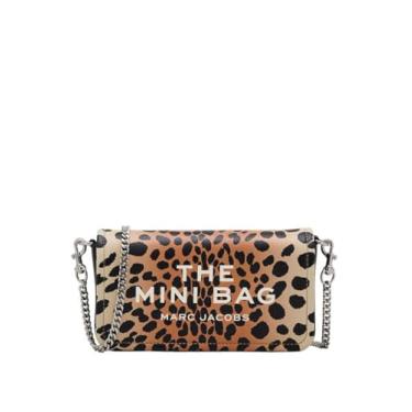 Imagem de Marc Jacobs Mini bolsa de corrente de couro Cheetah, preta multi, Preto Multi, One Size