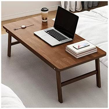 Imagem de Mesa de chá de chão mesa antiga com pernas dobráveis mesa baixa multifuncional portátil mesa de tatami mesa de chá zen para sala de estar escritório (A 80 x 40 x 34 cm)