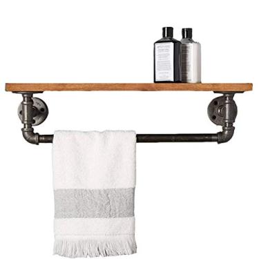 Imagem de Prateleiras flutuantes de barra de toalha prateleira de armazenamento de tubo de ferro LOFT prateleira de exibição prateleira de quarto estante (tamanho: 120 cm 20 cm x 2 cm) (120 cm × 20 cm × 2 cm)