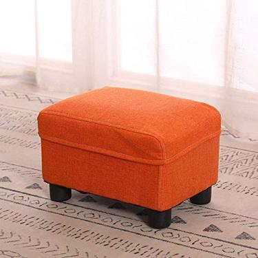 Imagem de Banqueta dobrável, banquinho para pés de otomano, banquinho pequeno, tecido otomano, 4 pernas, antiderrapante, pés de madeira maciça, moderno, casa, sala de estar, quarto, banco retangular com assento