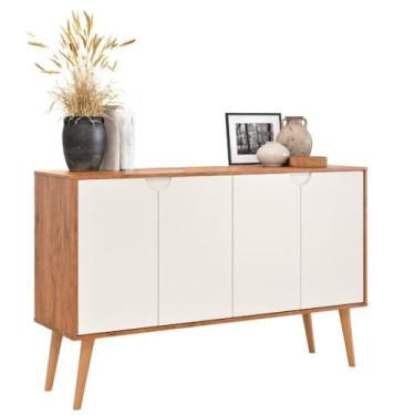 Imagem de Aparador Buffet Bar Retrô 4 Portas Cantinho Do Café Com Pés Retrô (Cedro/Off White)