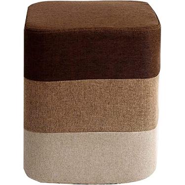 Imagem de Banqueta criativa para os pés, banco para pés com mudança de madeira, assento quadrado, apoio para os pés estofado para sala de estar, corredor, decoração de casa, cadeira