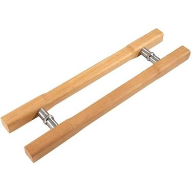 Imagem de Maçaneta de porta deslizante de madeira - Maçaneta de porta de celeiro - Conjunto de ferragens de puxador de dois lados para porta de vidro - Maçaneta de porta nivelada para portas de armário, porta