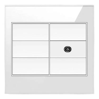 Imagem de Espelho de Tomada Módulo/Saída de Antena 4X4 Vidro Temperado Premium