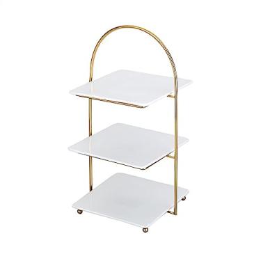 Imagem de Suporte de bolo de três camadas Dim Sum bandeja de pão e sobremesa, suporte de cupcake, decoração de banquete, mesa, prato de bolo, cupcake