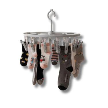 Imagem de Mini Varal Compacto com Prendedores, Redondo 16 Peças ou Oval 10 Peças, Plástico e Aço, Sortido, para Roupas Pequenas e Médias (1, 16 pregadores)